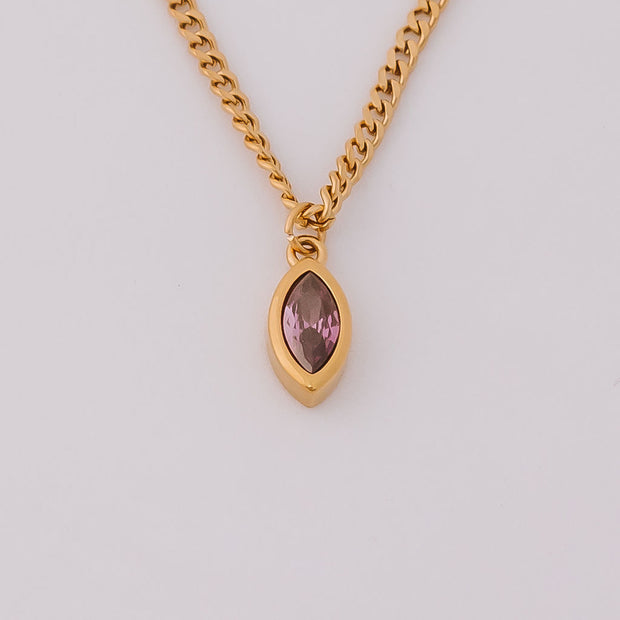 Tarnish Free Necklace - Chain with purple coloured jewel - Elizabeth Summer