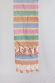 Luxe scarf - Pompom - Pink, Sea Green & Blue - Elizabeth Summer