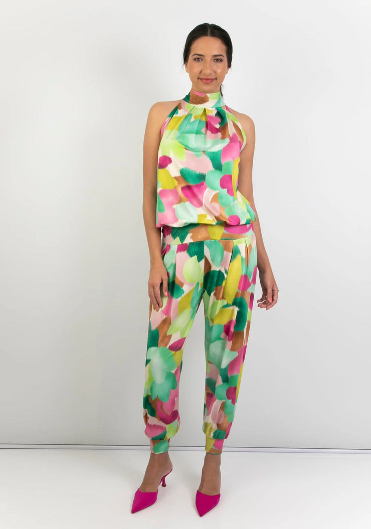 SLICK - Felicite - Halter Neck Jumpsuit - Petal Palette