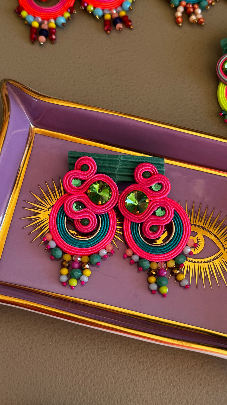 South American Earrings - Venus - Pink & Aqua - Elizabeth Summer
