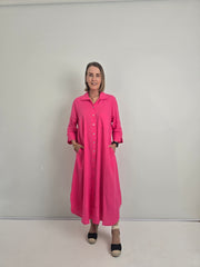Slick - Giselle Button Dress - Hot Pink - Elizabeth Summer