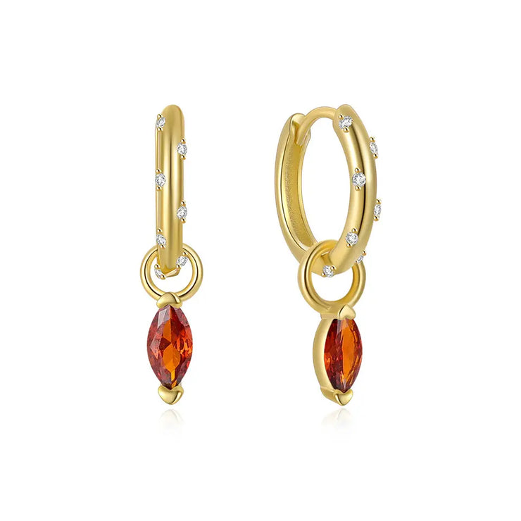 Tarnish Free - Earrings - Zirconia earrings and pendant orange - Elizabeth Summer