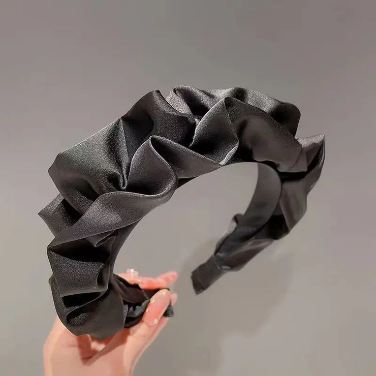 Alice Band - Satin Ruffled Black band - Elizabeth Summer
