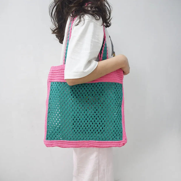 Cotton Net Bag - Pink and Green - Elizabeth Summer