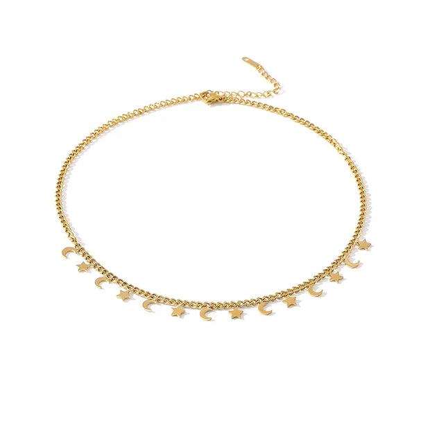 Tarnish Free  - Stars and half moon Necklace - Elizabeth Summer