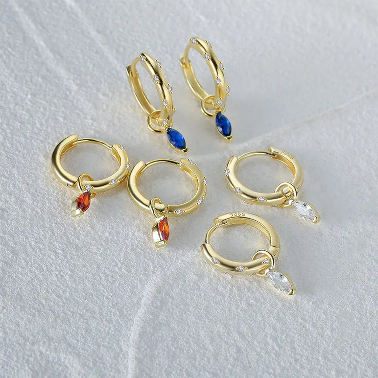 Tarnish Free - Earrings - Zirconia earrings and pendant orange - Elizabeth Summer