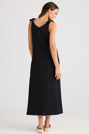 Holiday Australia - Deira Embroidered Dress - Black w White Embroidery