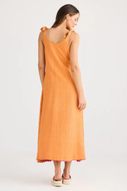 Holiday Australia - Deira Embroidered Dress - Orange and White