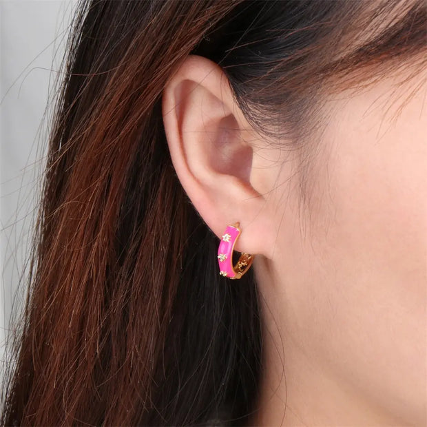 Tarnish Free  - Huggie Earrings - Multi colour - Elizabeth Summer