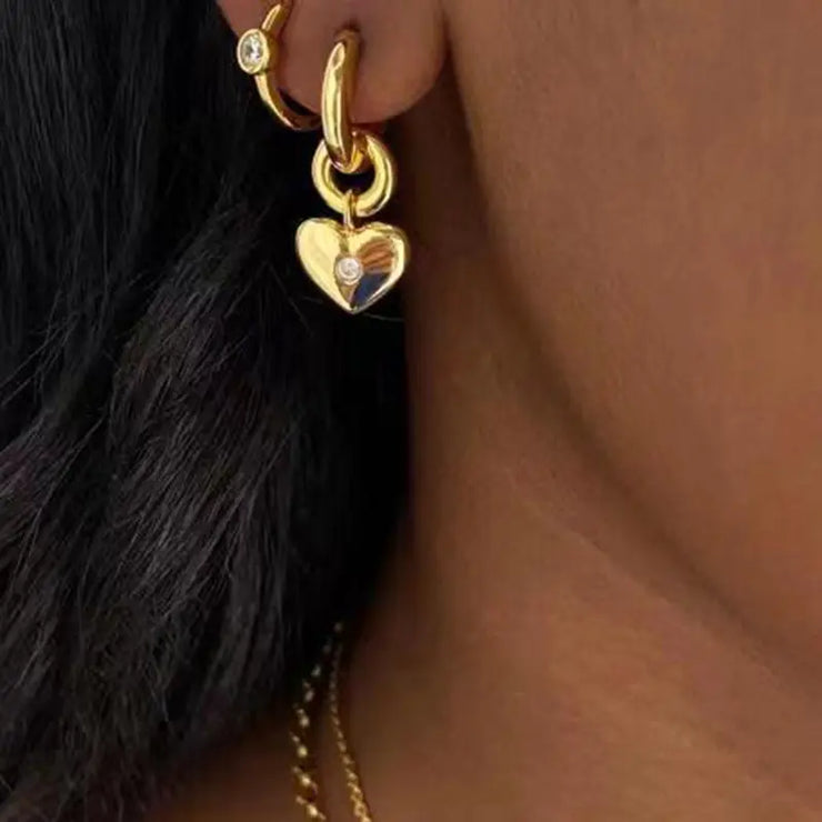 Tarnish Free - Earrings - Hearts with diamante - Elizabeth Summer