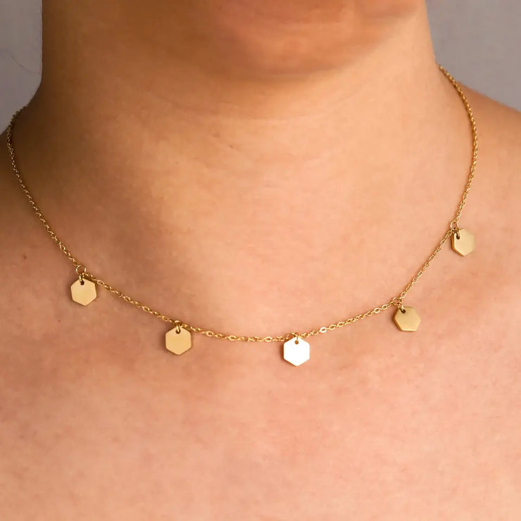 Tarnish Free  - Hexagon Necklace - Elizabeth Summer