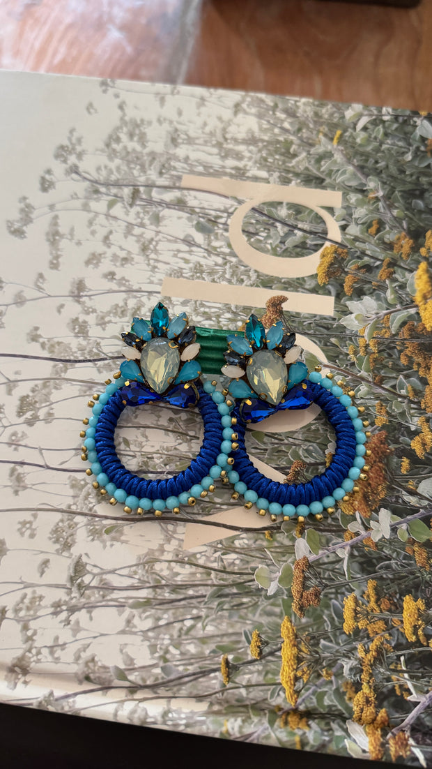 South American Earrings - Medium Chandelier - Blue - Elizabeth Summer