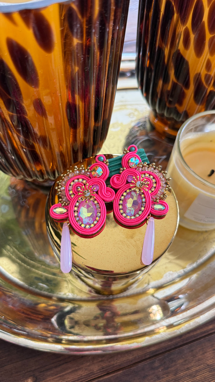 South American Earrings - Dangle - Pink - Elizabeth Summer