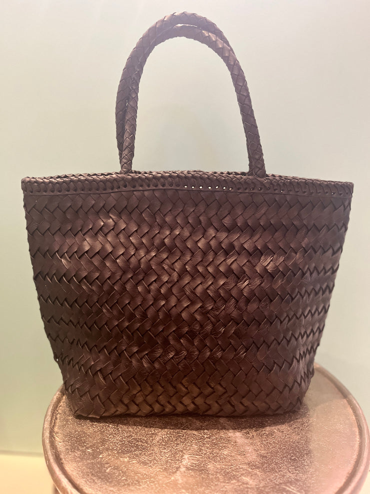 Handwoven Leather Bag - Small - Black - Elizabeth Summer