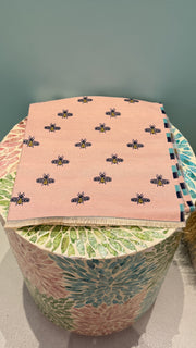 Bee Print Scarf - Pale pink with Turquiose and navy - Elizabeth Summer