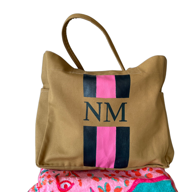 Monogram Beach Bag - Medium - Oxford Tan - Elizabeth Summer