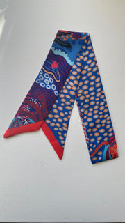 Twilly - Thin Head scarf -  Multo colour pattern - Elizabeth Summer
