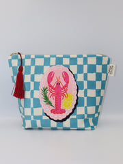 Lobster on a plate  - Velvet Makeup Bag