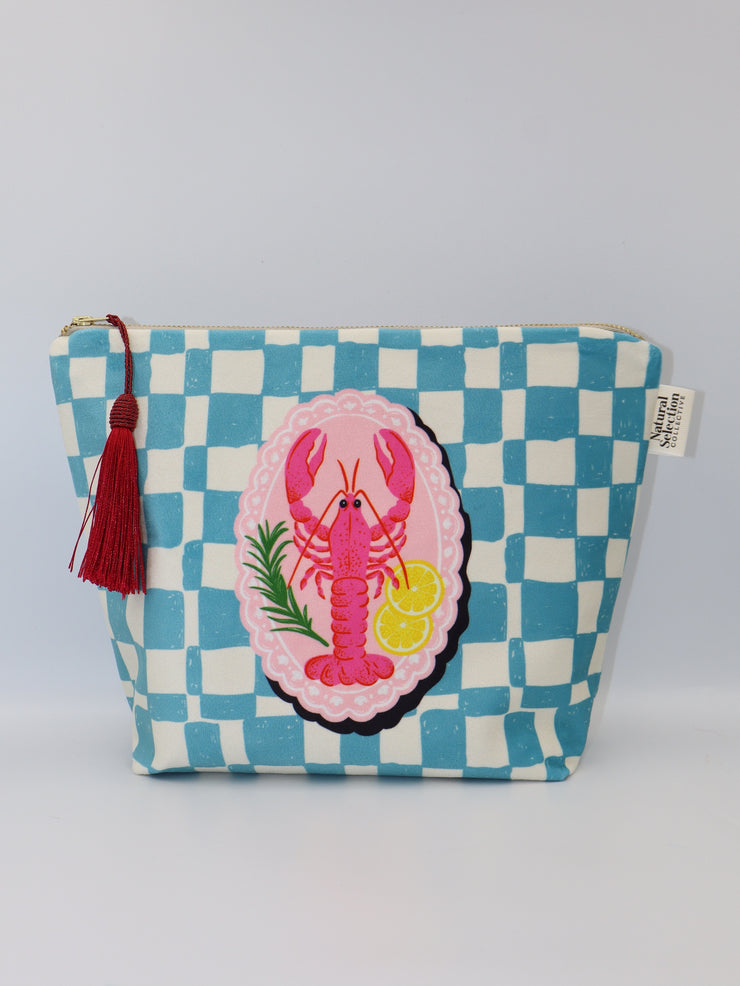 Lobster on a plate  - Velvet Makeup Bag