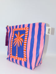 Striped Palms - Velvet Makeup Bag