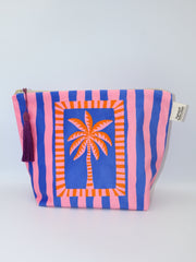 Striped Palms - Velvet Makeup Bag