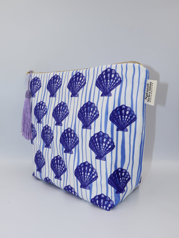 Blue Shell - Velvet Makeup Bag
