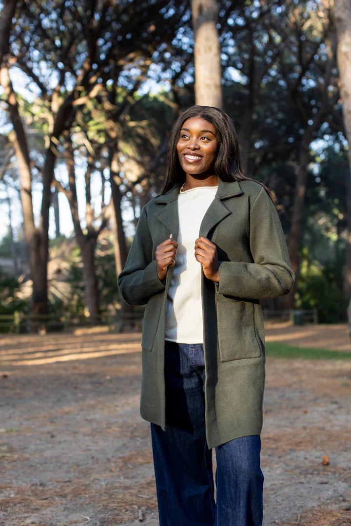 SLICK - Turin - Classic Lapel Cardi - Khaki