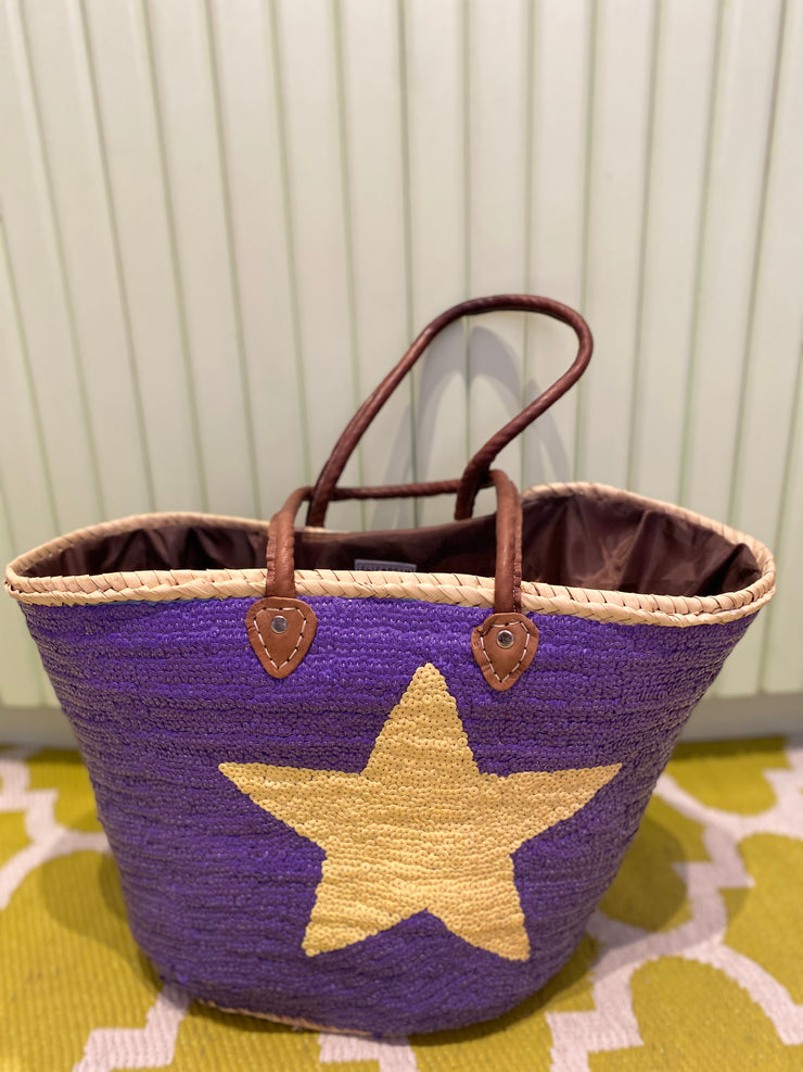 Moroccan Collection - Fully Sequin Basket -Purple with Mustard Star - Elizabeth Summer