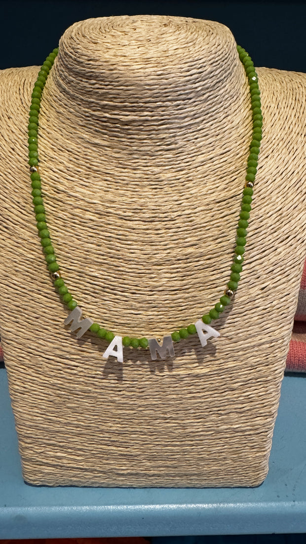 Beaded Necklace - MAMA - Apple Green - Elizabeth Summer