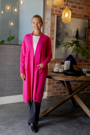 SLICK - Alicante - Long Cardigan with Rolled Hem Pockets - Elizabeth Summer