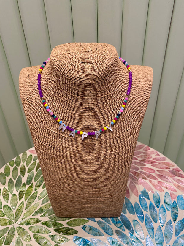 Beaded Necklace - PEACE- Colourful 1 - Elizabeth Summer