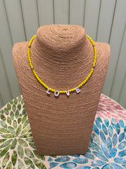 Beaded Necklace - LOVE - Yellow - Elizabeth Summer