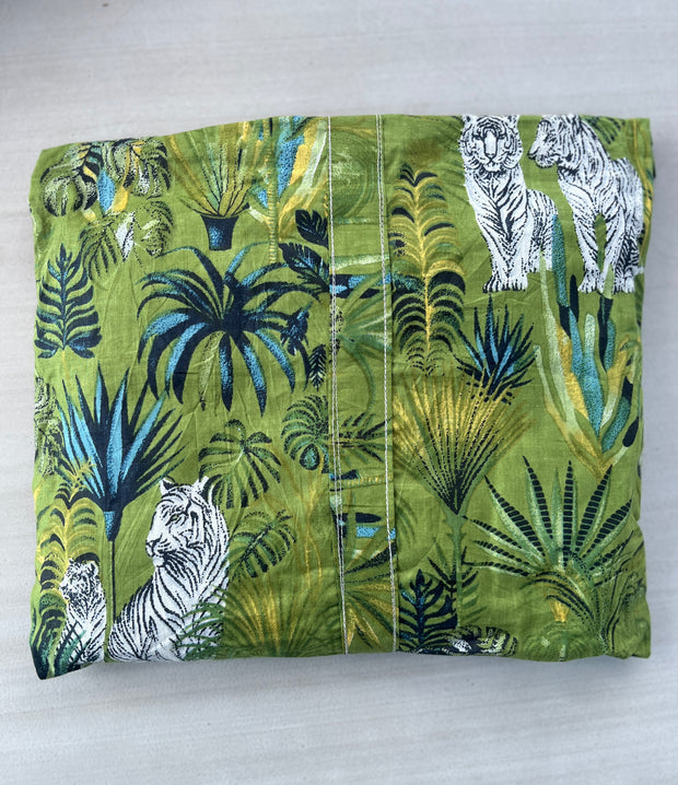 Pyjamas  - Indian Cotton Long Set - Green Jungle with Tigers - Elizabeth Summer