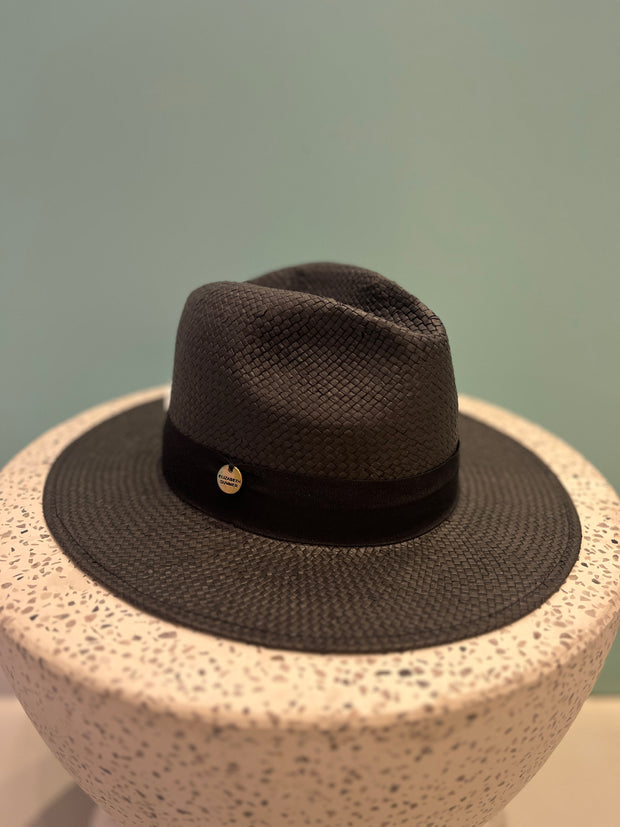 Black Fedora - One Size Panama Straw - Elizabeth Summer