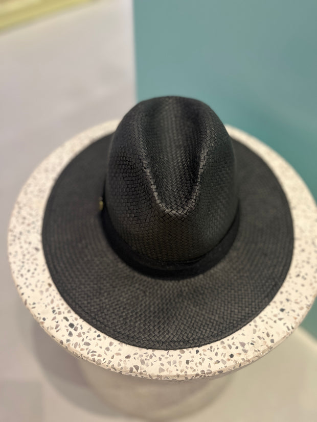 Black Fedora - One Size Panama Straw - Elizabeth Summer