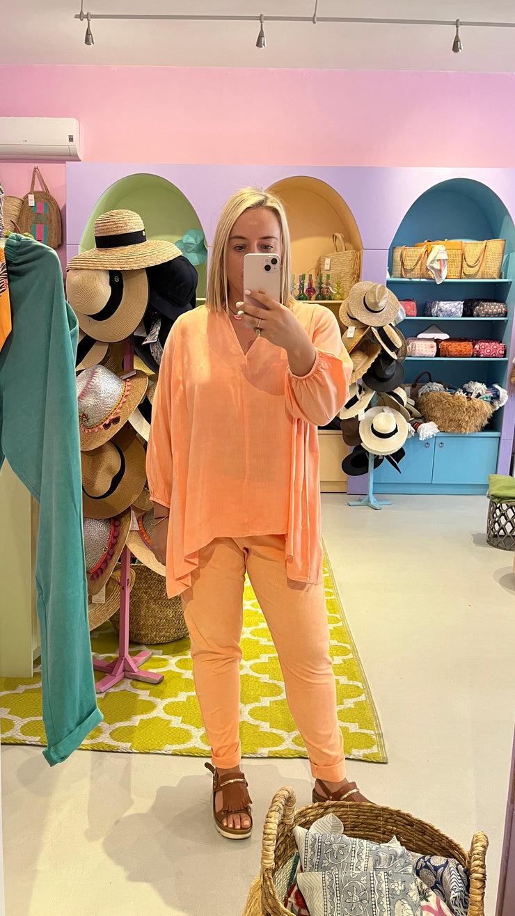 SLICK - Gemma boho shirt - Peachy Orange - Elizabeth Summer