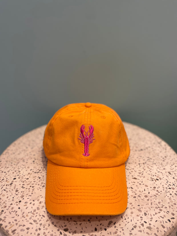 Hat - Peak - Orange With Pink Lobster - Elizabeth Summer
