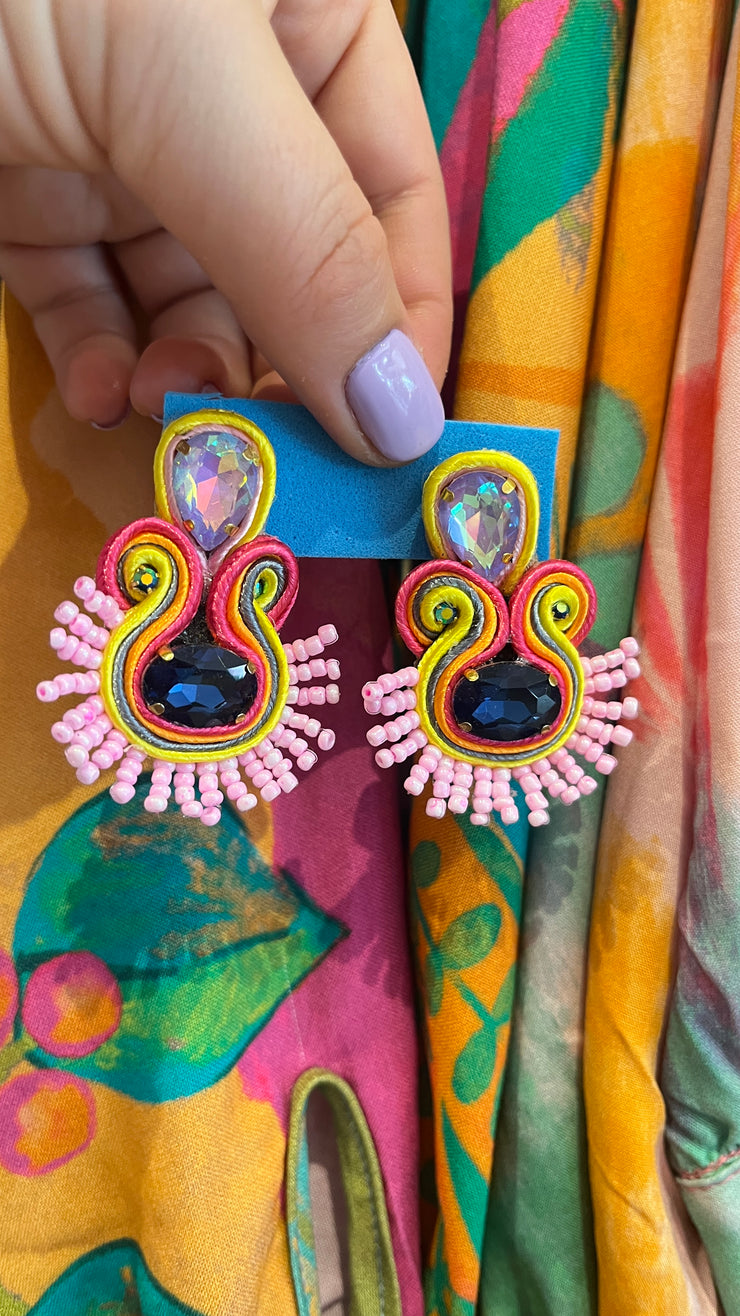 South American Earrings - Coco - Pale Pink/Yellow/Orange - Elizabeth Summer