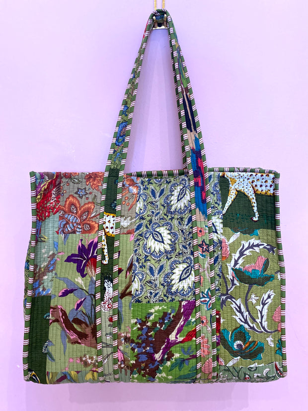 Quilted Bag - Floral - Green - Elizabeth Summer