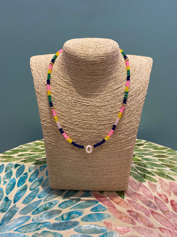 Beaded Necklace - initial - O - Colourful - Elizabeth Summer