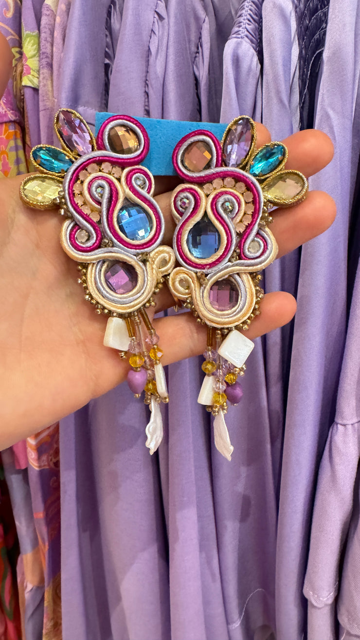 South American Earrings - Hanging jewels - Purples