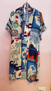 Palme - Dress - Blue Palm & Hearts - Elizabeth Summer