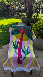 Beach Towel - Palm Tree  - Stripes - Elizabeth Summer