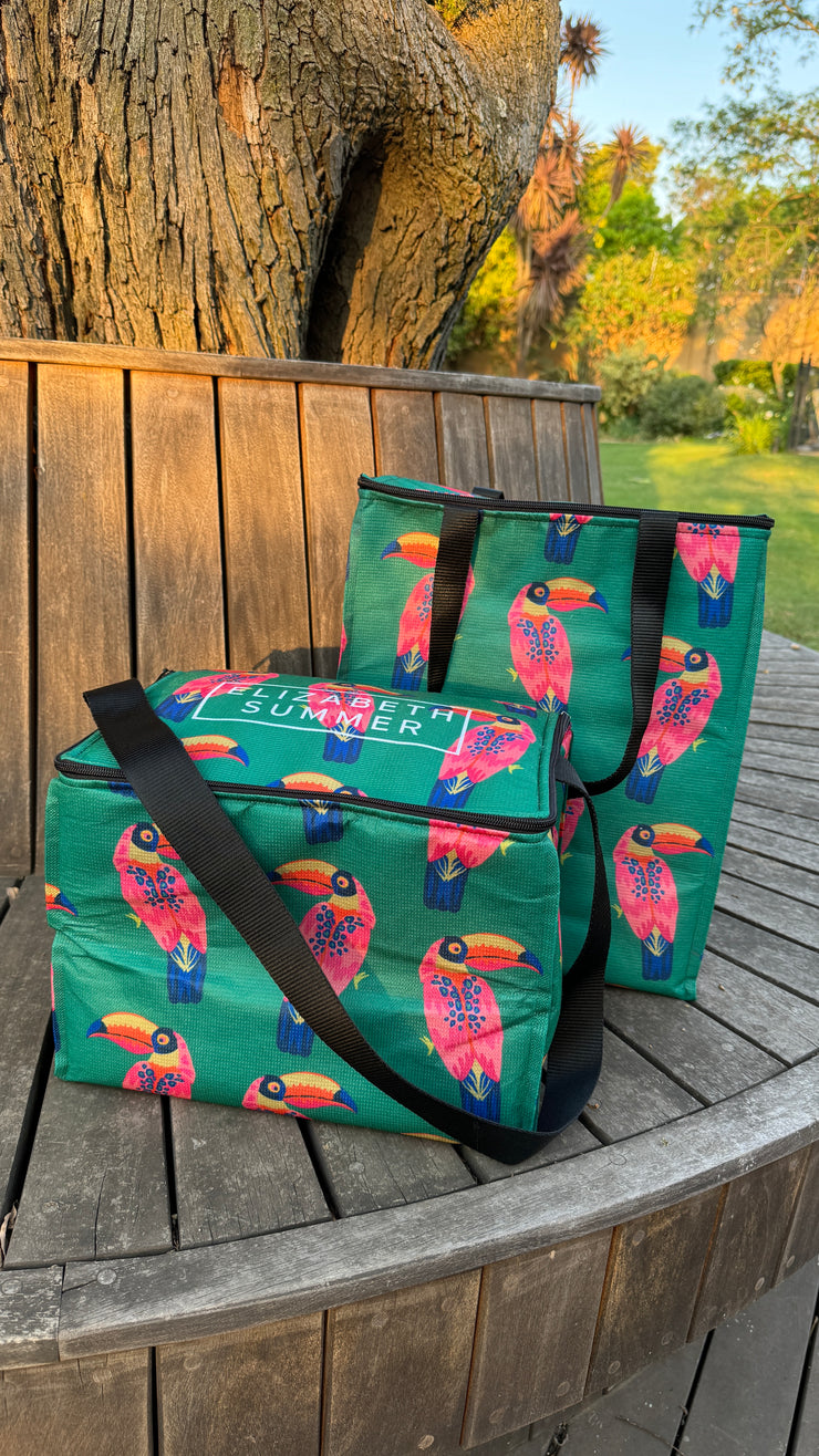 Cooler Bag - Medium Size Lunch Box - Green Toucan