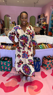 Palme - Cotton Dress - Ikat Multi Floral