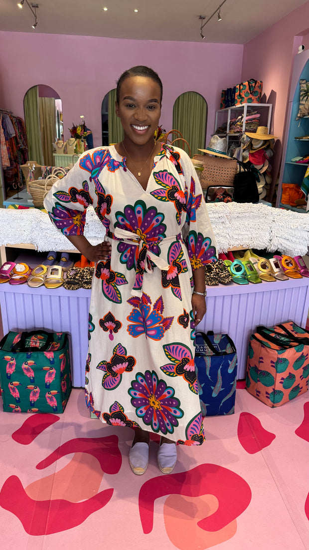 Palme - Cotton Dress - Ikat Multi Floral