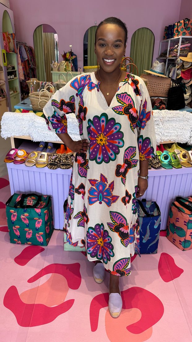 Palme - Cotton Dress - Ikat Multi Floral