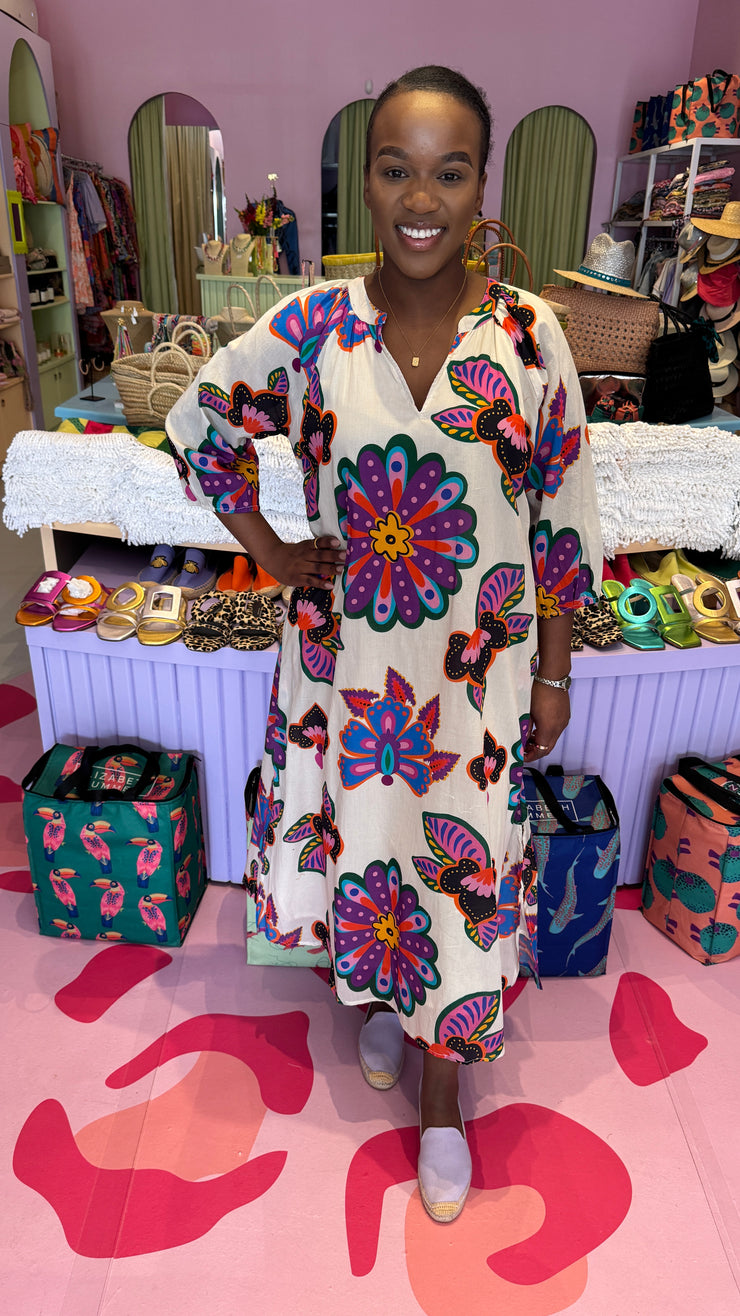 Palme - Cotton Dress - Ikat Multi Floral