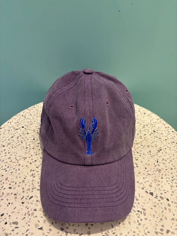 Hat - Peak  - Purple With Blue Lobster