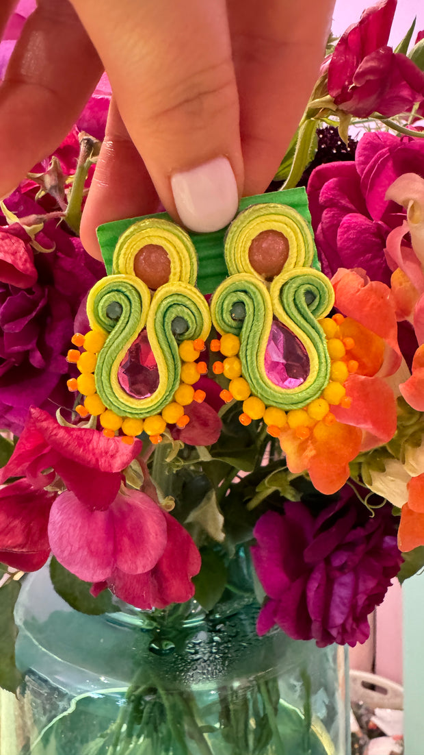 South American Earrings - Small - Yellow, Green and Orange